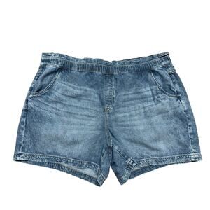 Lane Bryant High Rise Pull On Midi Shorts 22 Plus Lyocell Denim Comfort Stretch